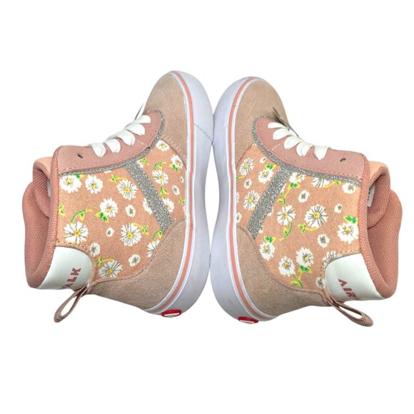 Airwalk Canvas High Top Skate Sneakers Little Girl Size 1 Lace-Up Floral Peach - Picture 7 of 7